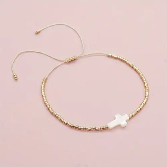 Boho beaded cross bracelet M988 - Picture 1 of 4